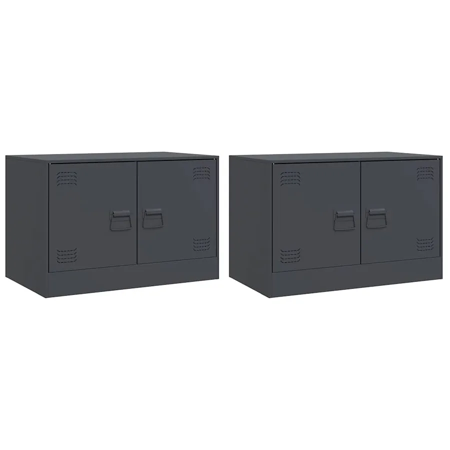 Meubles TV 2 pcs anthracite 67x39x44 cm acier - 2