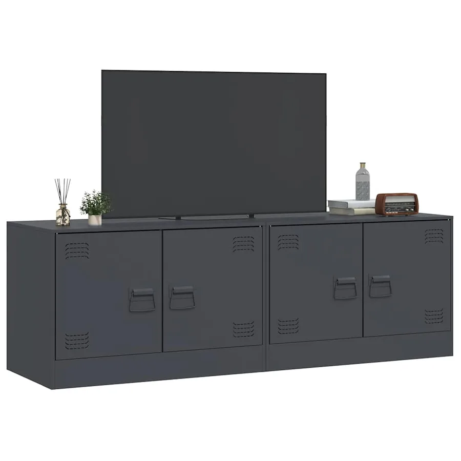 Meubles TV 2 pcs anthracite 67x39x44 cm acier - 4