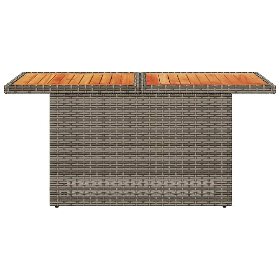 Table de jardin gris 100x55x73 cm résine tressée et bois acacia - 5