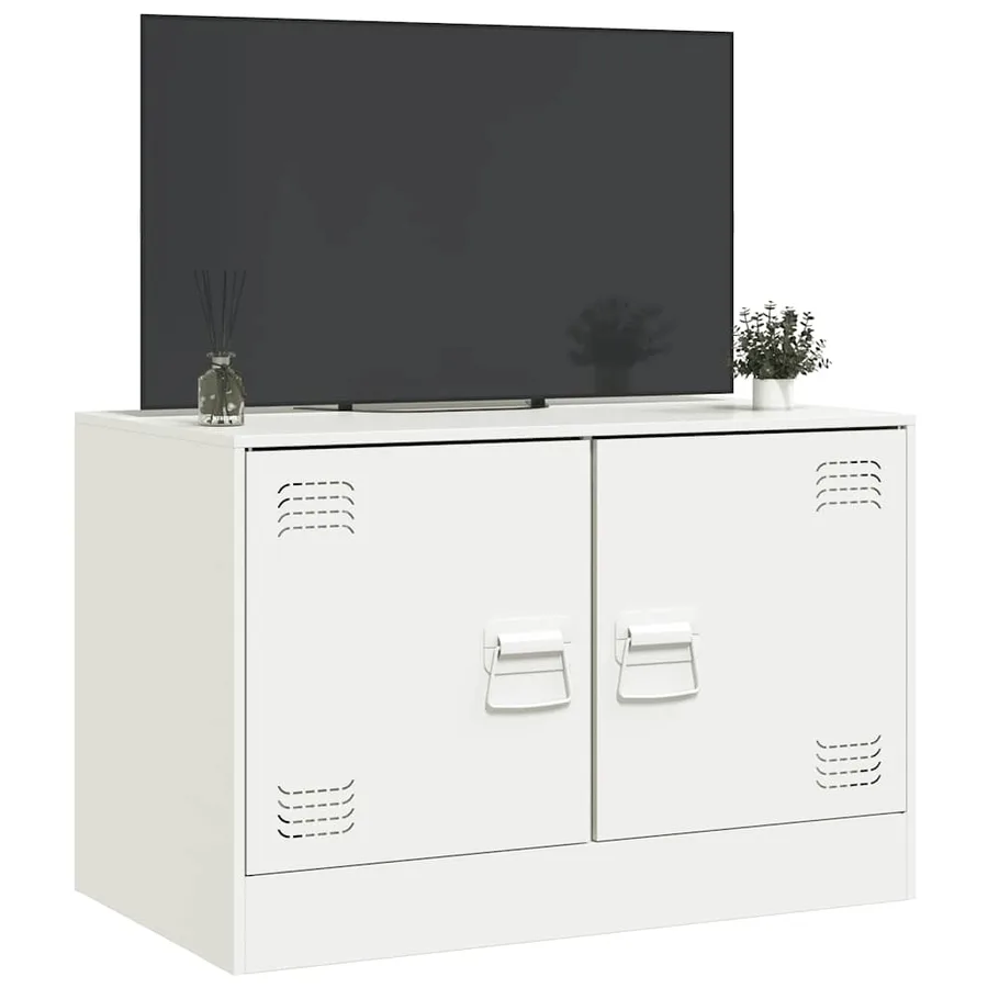 Meuble TV blanc 67x39x44 cm acier - 5