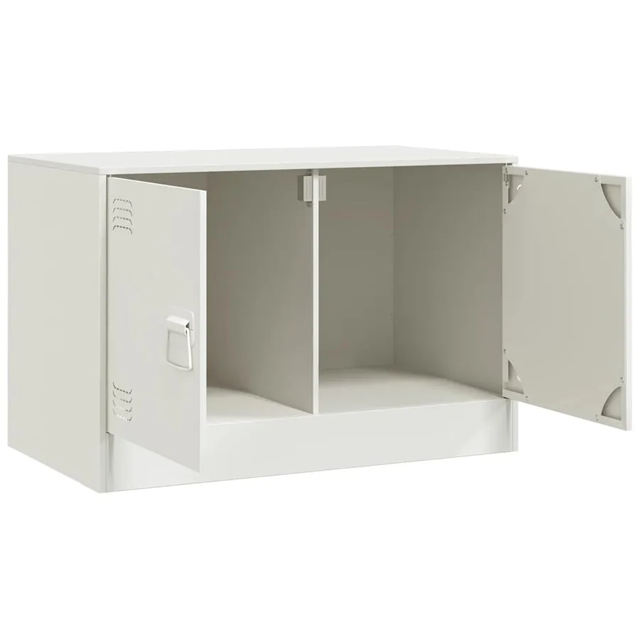 Meuble TV blanc 67x39x44 cm acier - 7