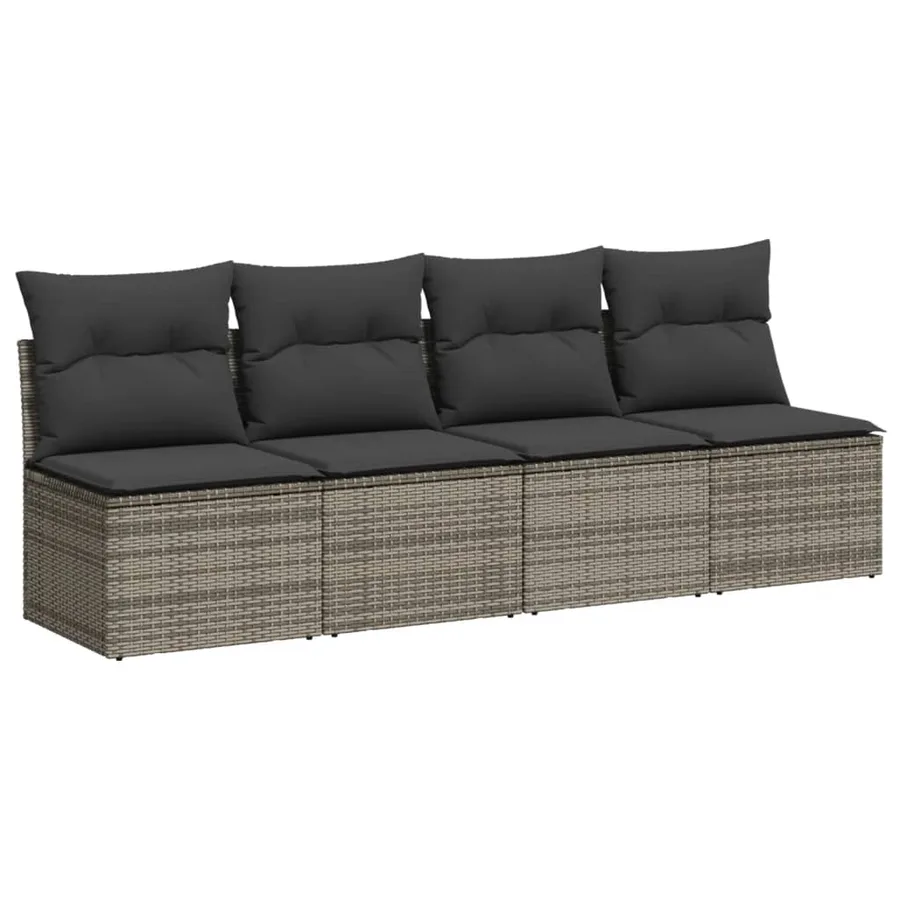 Salon de jardin avec coussins 10 pcs gris résine tressée - 5