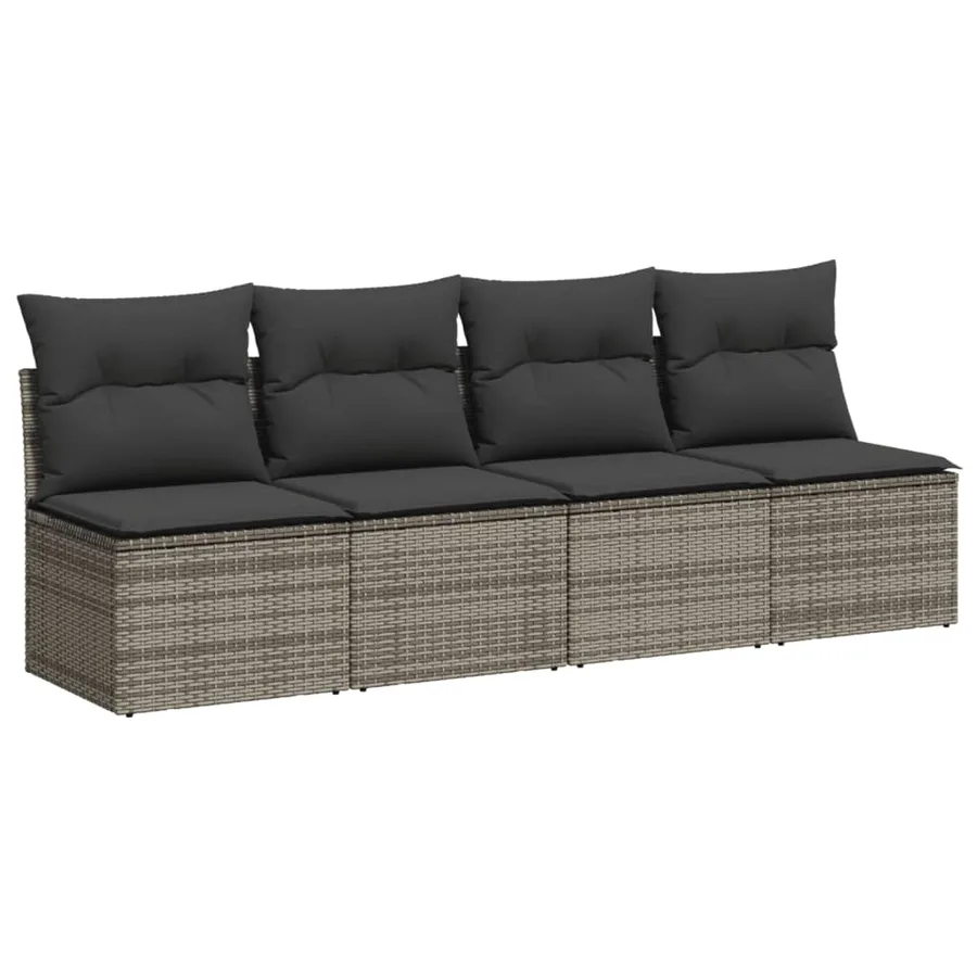 Salon de jardin avec coussins 10 pcs gris résine tressée - 6