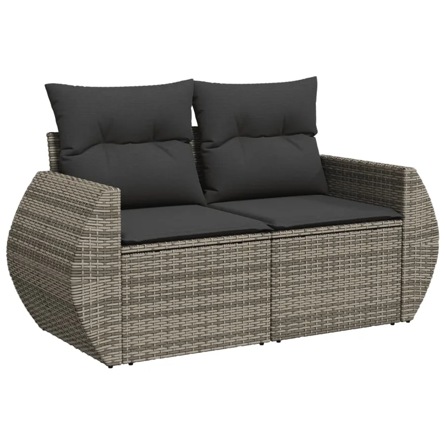 Salon de jardin avec coussins 7 pcs gris résine tressée - 5