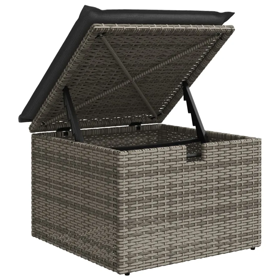 Salon de jardin avec coussins 7 pcs gris résine tressée - 10