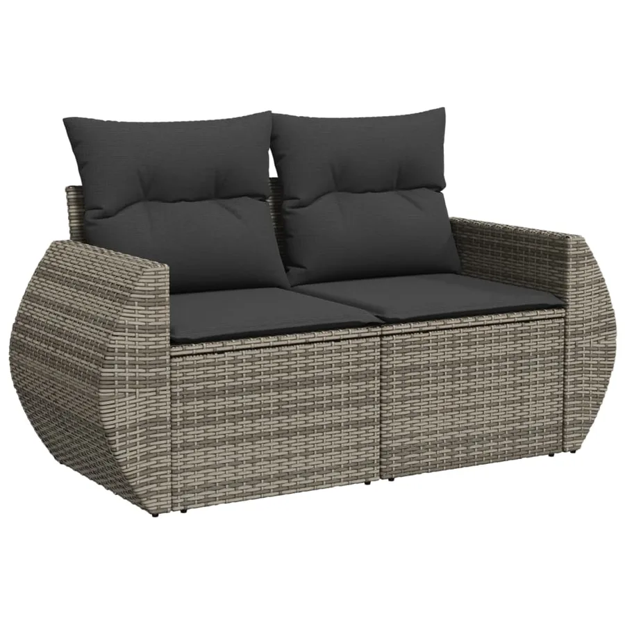 Salon de jardin avec coussins 7 pcs gris résine tressée - 4