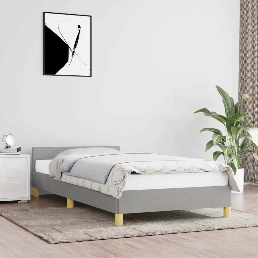 Cadre de lit sans matelas gris clair 80x200 cm tissu