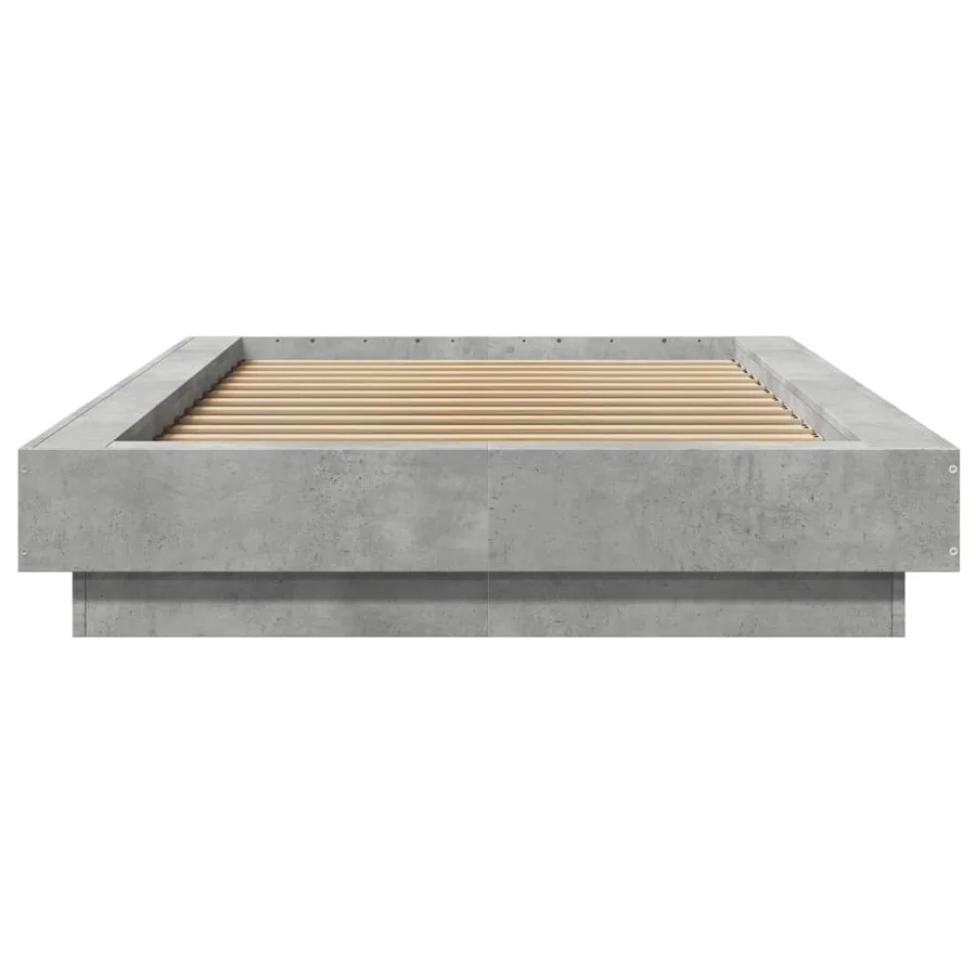 Cadre de lit et lumières LED sans matelas gris béton 75x190 cm - 5