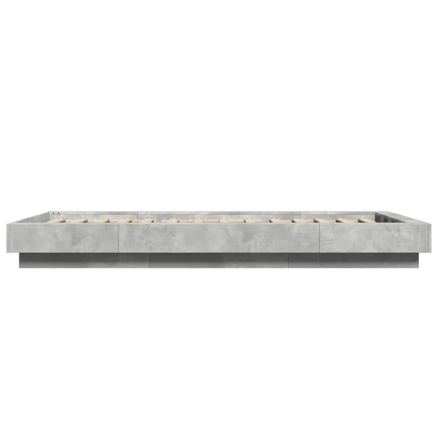 Cadre de lit et lumières LED sans matelas gris béton 75x190 cm - 6