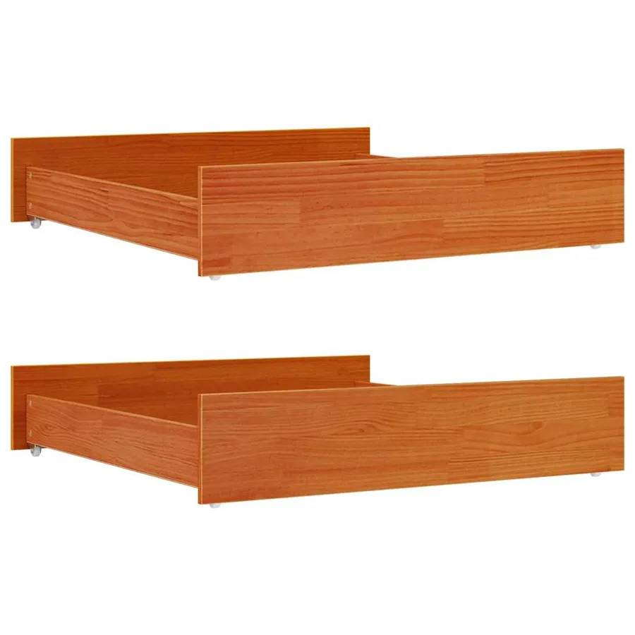 Tiroirs de lit 2 pcs cire marron bois de pin massif - 2