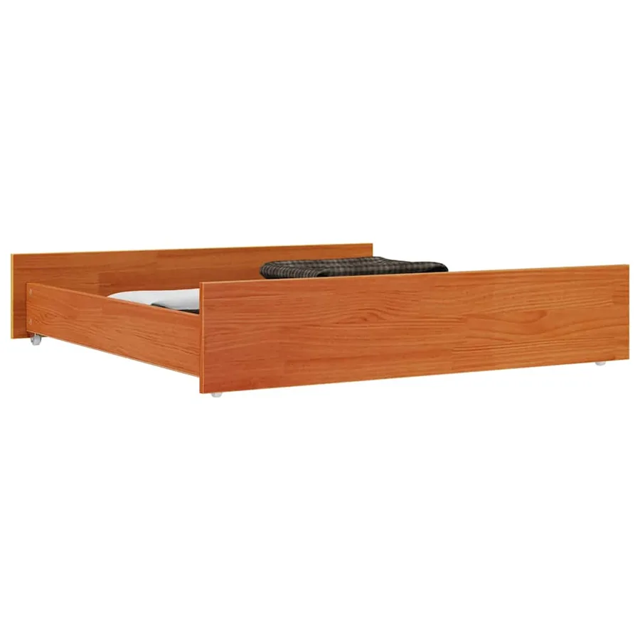 Tiroirs de lit 2 pcs cire marron bois de pin massif - 3