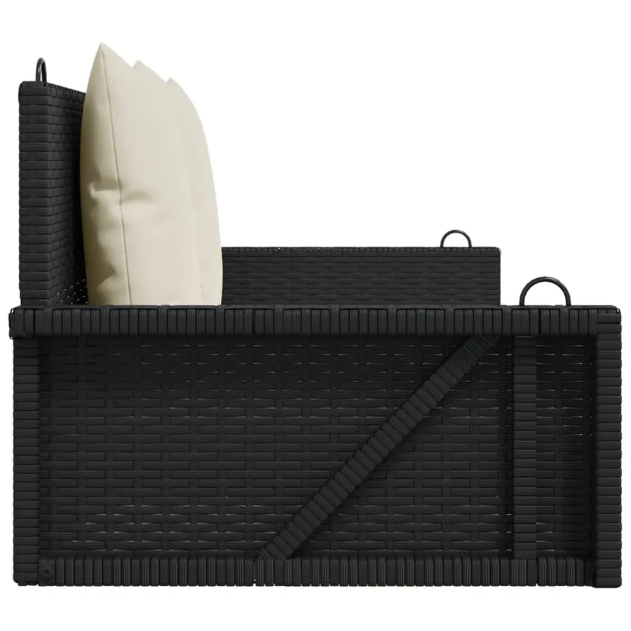 Banc à bascule avec coussins Noir 119 x 56 x 48 cm Résine tressée - 5