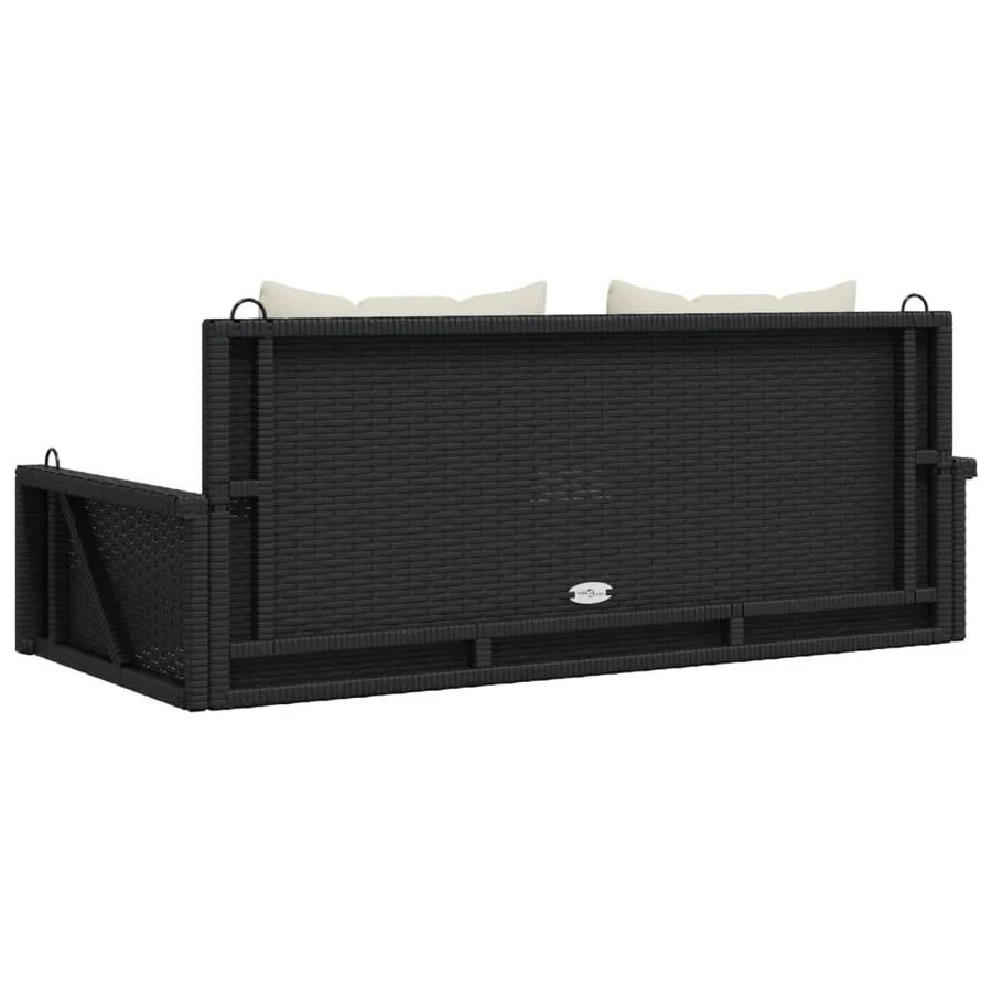 Banc à bascule avec coussins Noir 119 x 56 x 48 cm Résine tressée - 6