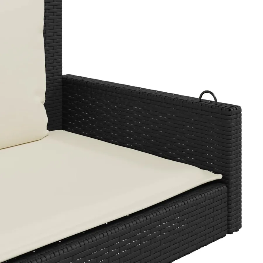 Banc à bascule avec coussins Noir 119 x 56 x 48 cm Résine tressée - 7