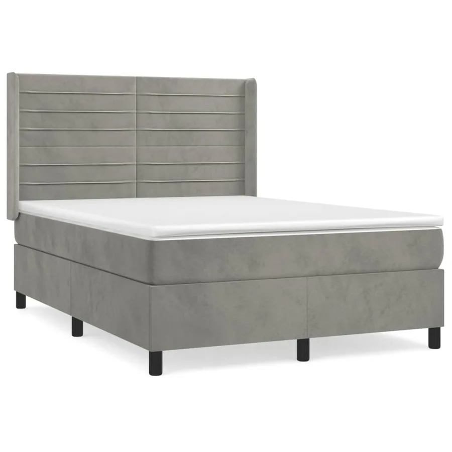Sommier à lattes de lit et matelas Gris clair 140x200cm Velours - 2