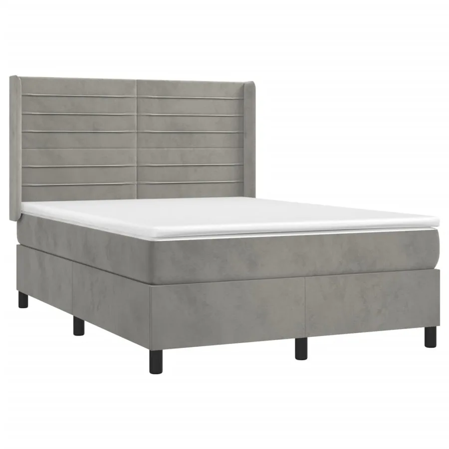 Sommier à lattes de lit et matelas Gris clair 140x200cm Velours - 3