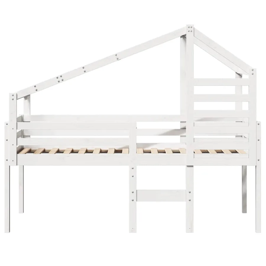 Lit haut sans matelas blanc 90x190 cm bois de pin massif - 4