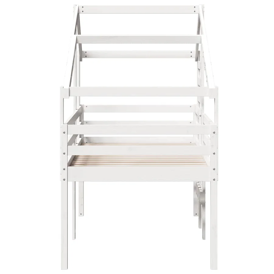 Lit haut sans matelas blanc 90x190 cm bois de pin massif - 5
