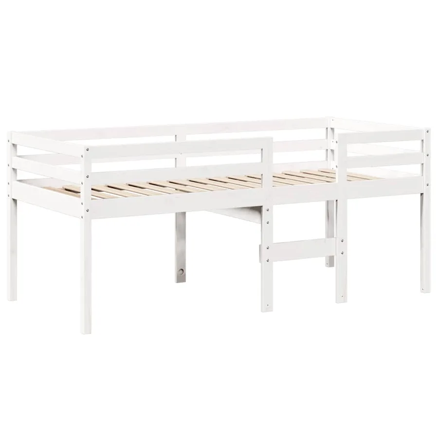 Lit haut sans matelas blanc 90x190 cm bois de pin massif - 7