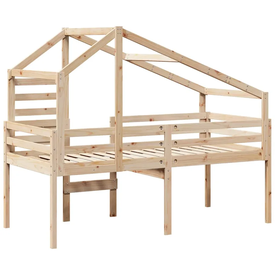 Lit haut sans matelas 75x190 cm bois de pin massif - 6
