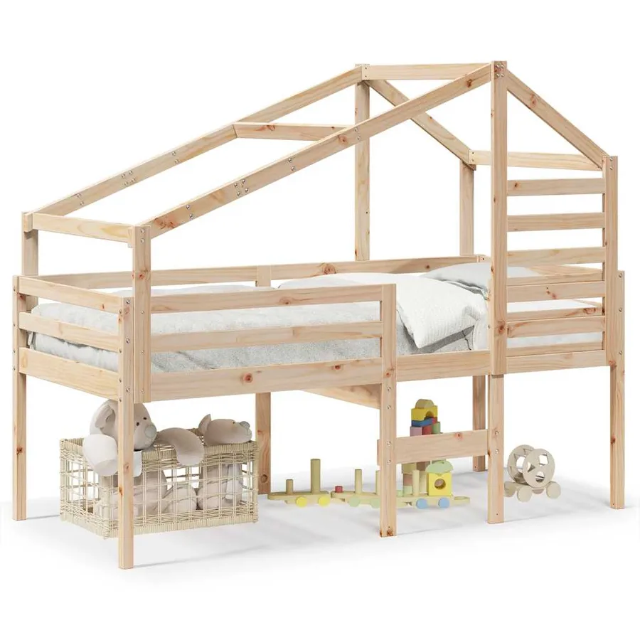 Lit haut sans matelas 80x200 cm bois de pin massif - 2