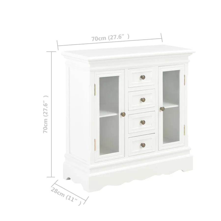 Buffet blanc 70x28x70 cm bois de pin massif - 10