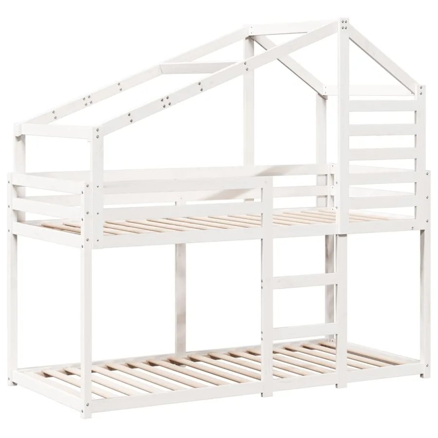 Lit superposé sans matelas blanc 90x200 cm bois de pin massif - 3