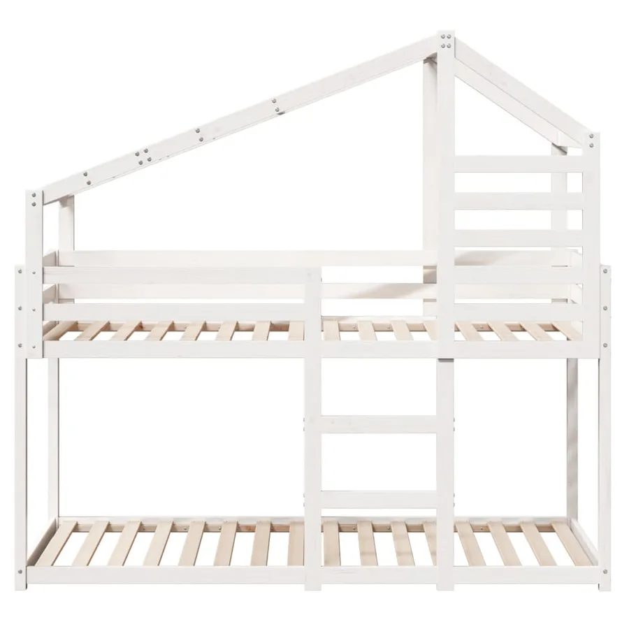 Lit superposé sans matelas blanc 90x200 cm bois de pin massif - 4
