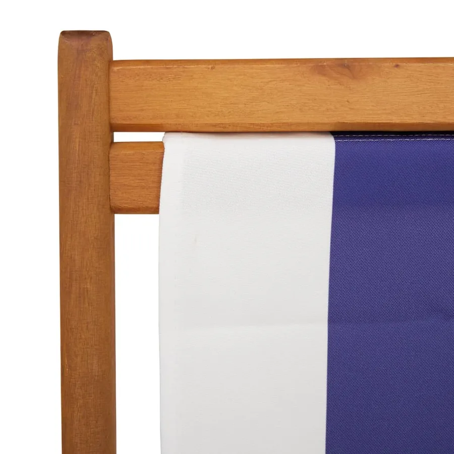 Chaise de plage pliable bleu et blanc bois d'eucalyptus/tissu - 9