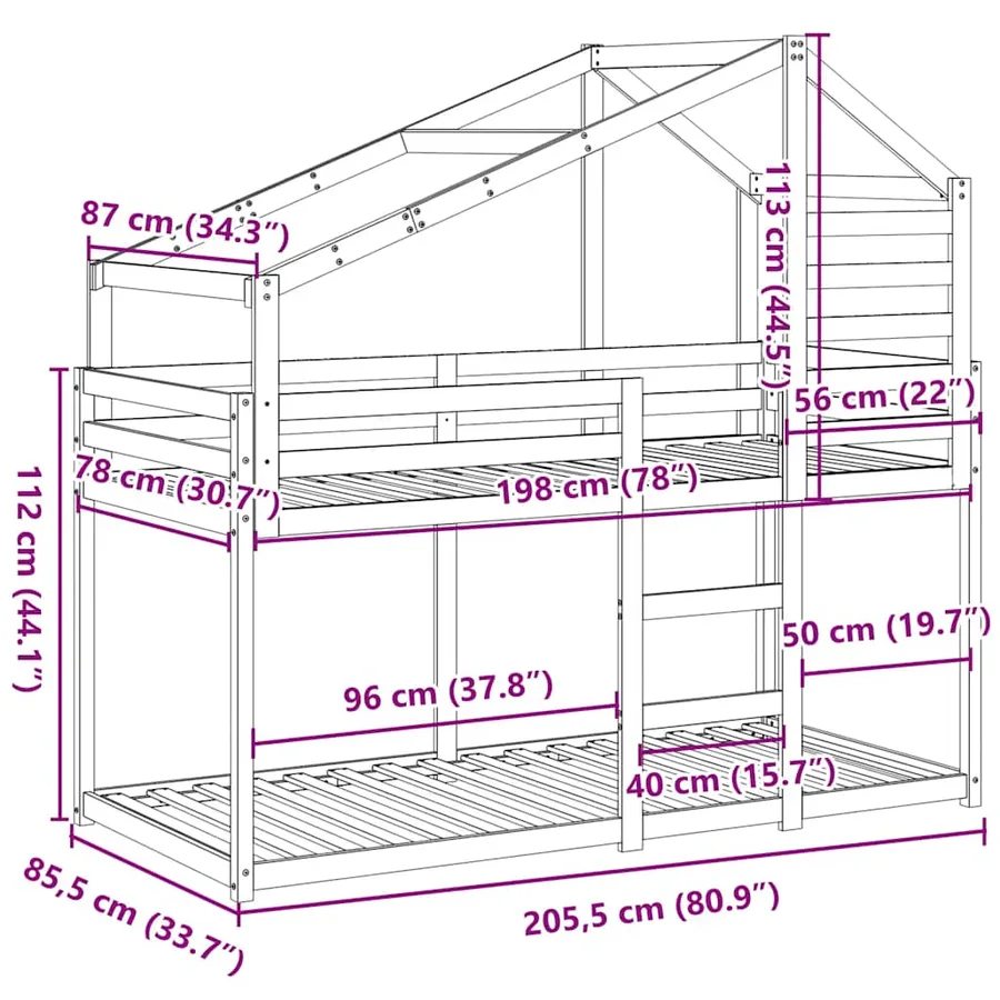 Lit superposé sans matelas cire marron 80x200 cm pin massif - 12