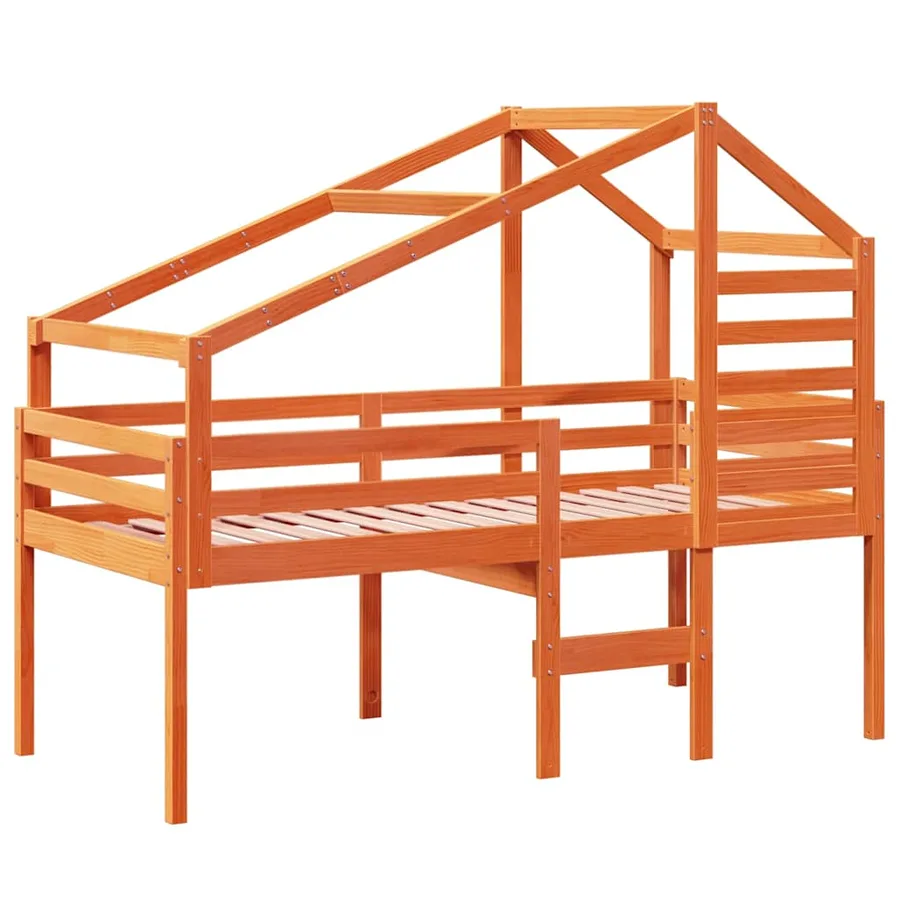 Lit haut sans matelas cire marron 80x200 cm bois de pin massif - 3