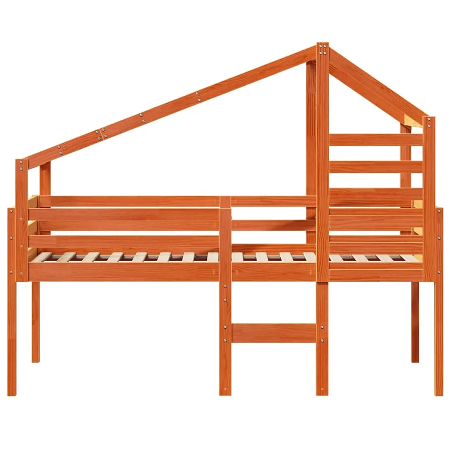 Lit haut sans matelas cire marron 80x200 cm bois de pin massif - 4