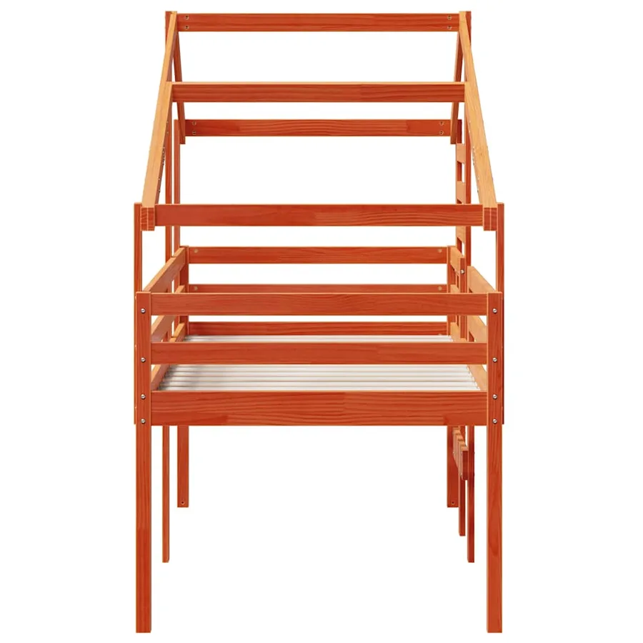 Lit haut sans matelas cire marron 80x200 cm bois de pin massif - 5