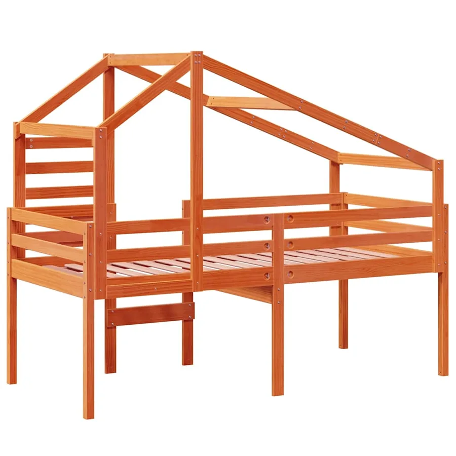 Lit haut sans matelas cire marron 80x200 cm bois de pin massif - 6