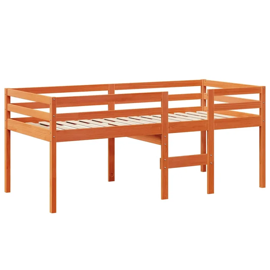 Lit haut sans matelas cire marron 80x200 cm bois de pin massif - 7
