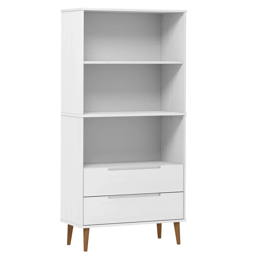 Bibliothèque MOLDE Blanc 85x35x170,5 cm Bois massif de pin - 2