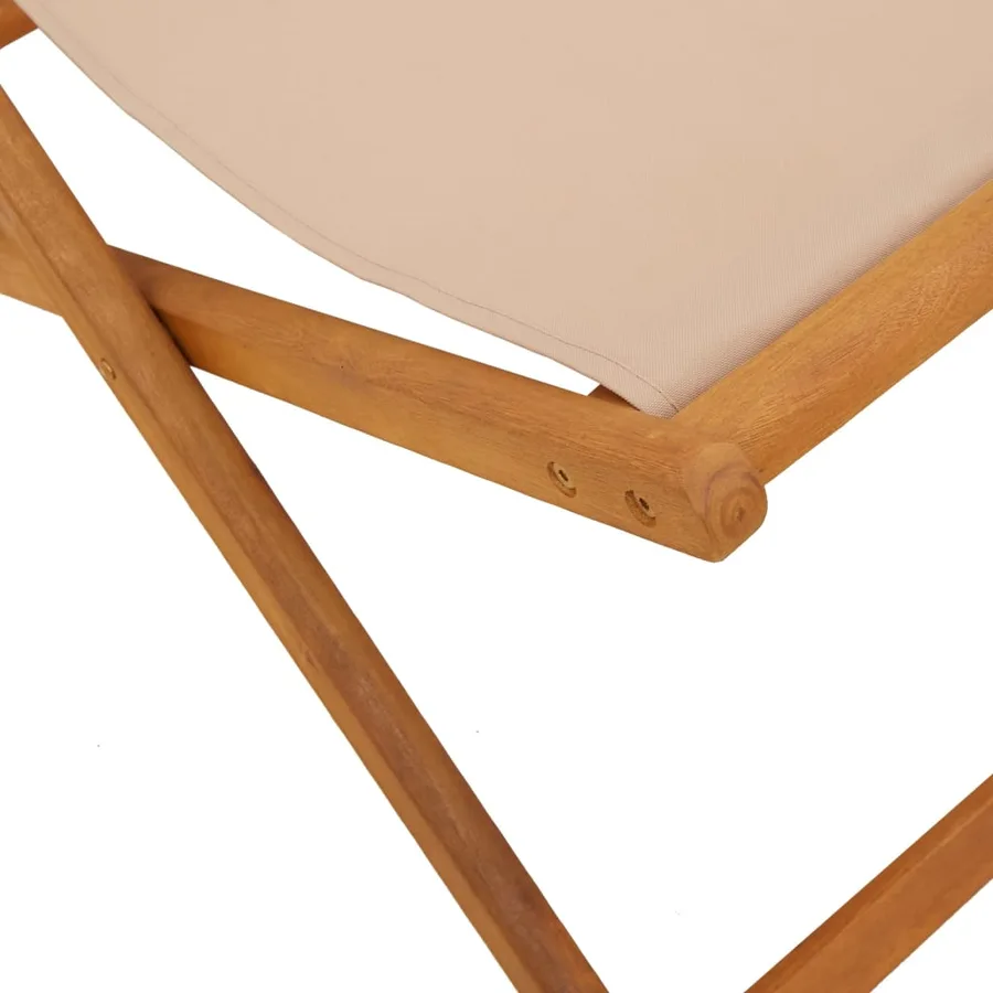 Chaise pliable de plage taupe bois d'eucalyptus massif et tissu - 10
