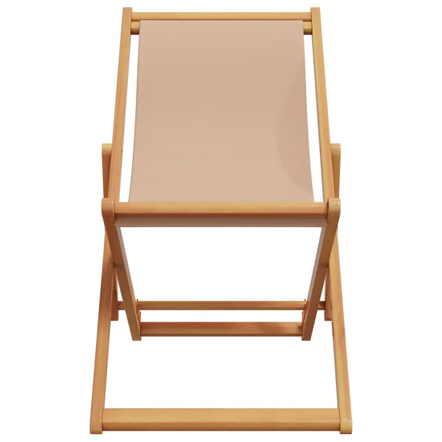 Chaise pliable de plage taupe bois d'eucalyptus massif et tissu - 4