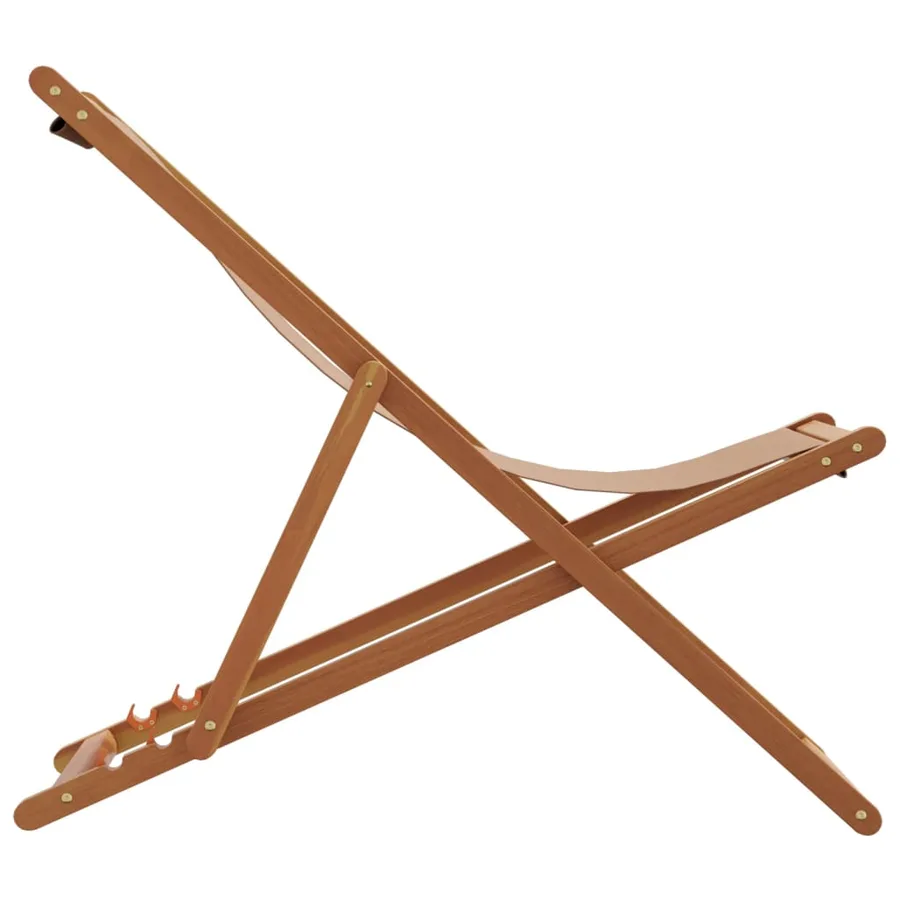 Chaise pliable de plage taupe bois d'eucalyptus massif et tissu - 5