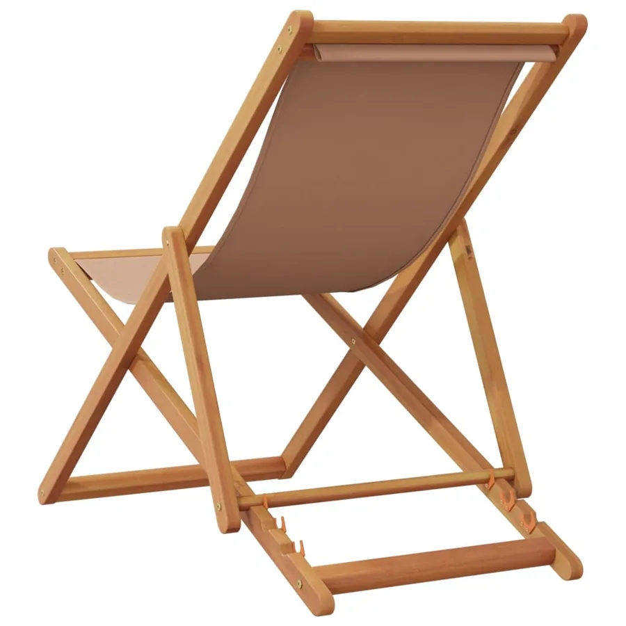 Chaise pliable de plage taupe bois d'eucalyptus massif et tissu - 6
