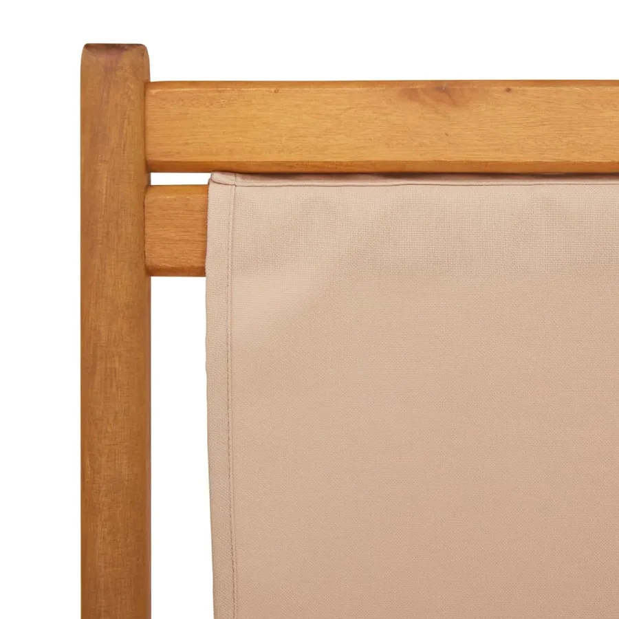 Chaise pliable de plage taupe bois d'eucalyptus massif et tissu - 9