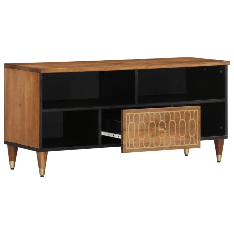 Meuble TV 100x33x46 cm bois massif de manguier - 3