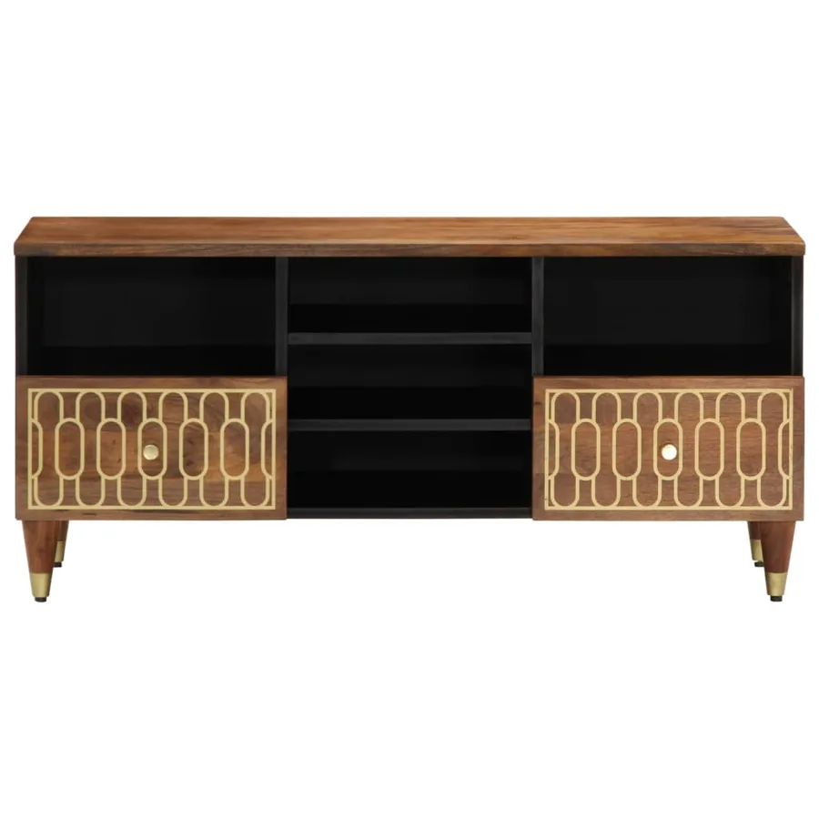 Meuble TV 100x33x46 cm bois massif de manguier - 2