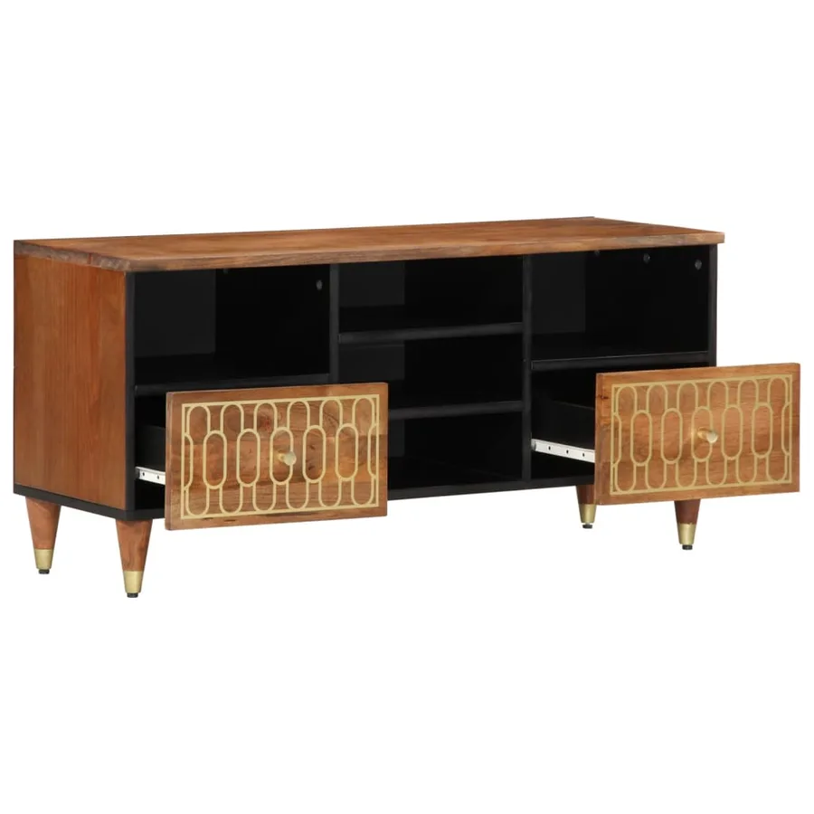 Meuble TV 100x33x46 cm bois massif de manguier - 3
