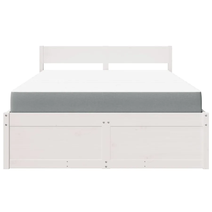 Lit avec tiroirs et matelas blanc 120x190 cm bois massif de pin - 4