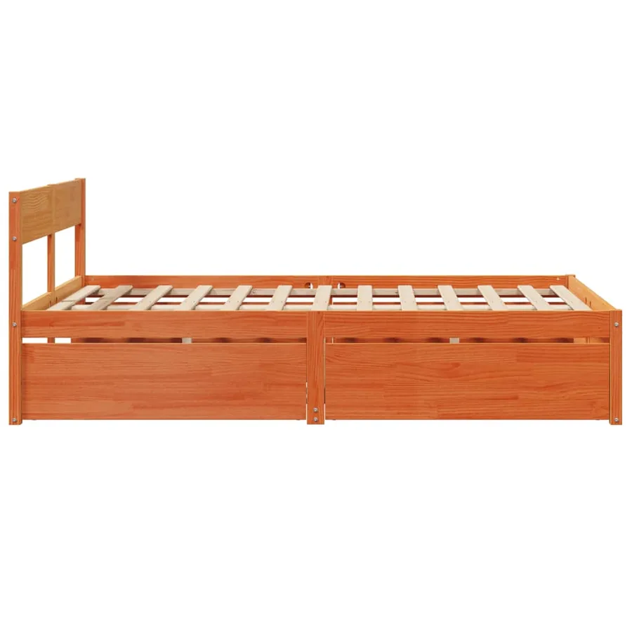 Cadre de lit sans matelas cire marron 120x190cm bois pin massif - 5