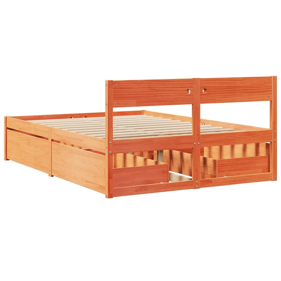 Cadre de lit sans matelas cire marron 120x190cm bois pin massif - 6