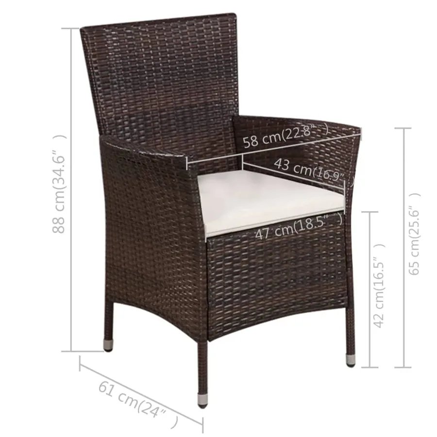 Mobilier de bistro 3 pcs Résine tressée Marron - 4