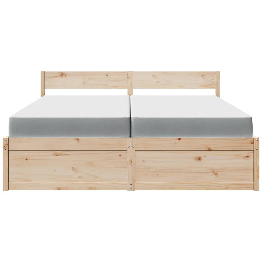 Lit avec tiroirs et matelas 200x200 cm bois massif de pin - 4