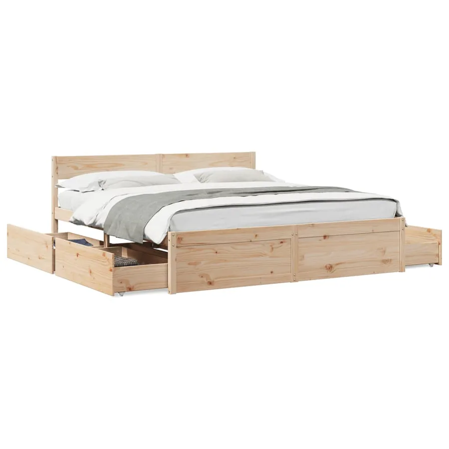 Cadre de lit sans matelas 200x200 cm bois massif de pin - 2